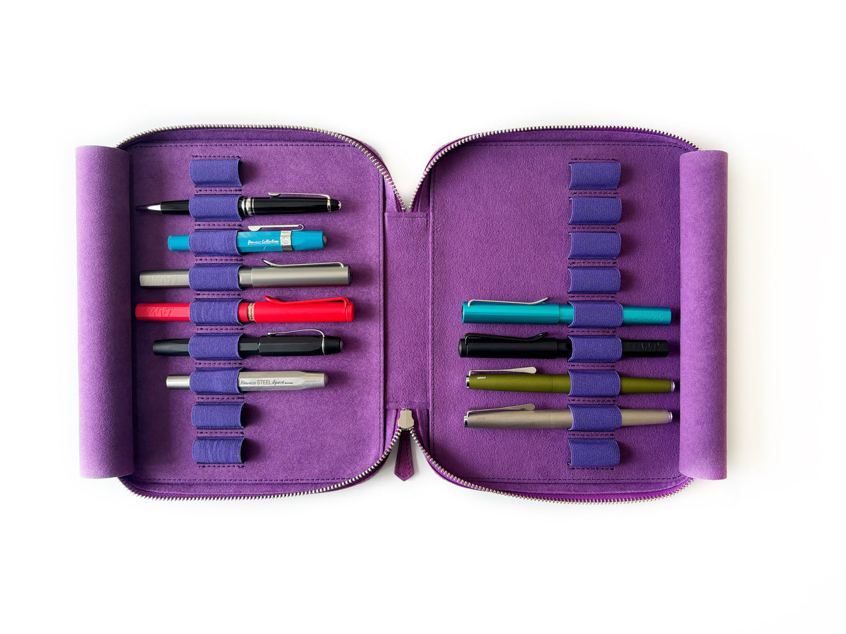 Galaxy Violet 18 Slot Leather Pen Case