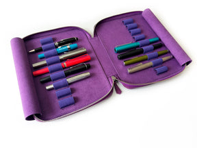 Galaxy Violet 18 Slot Leather Pen Case