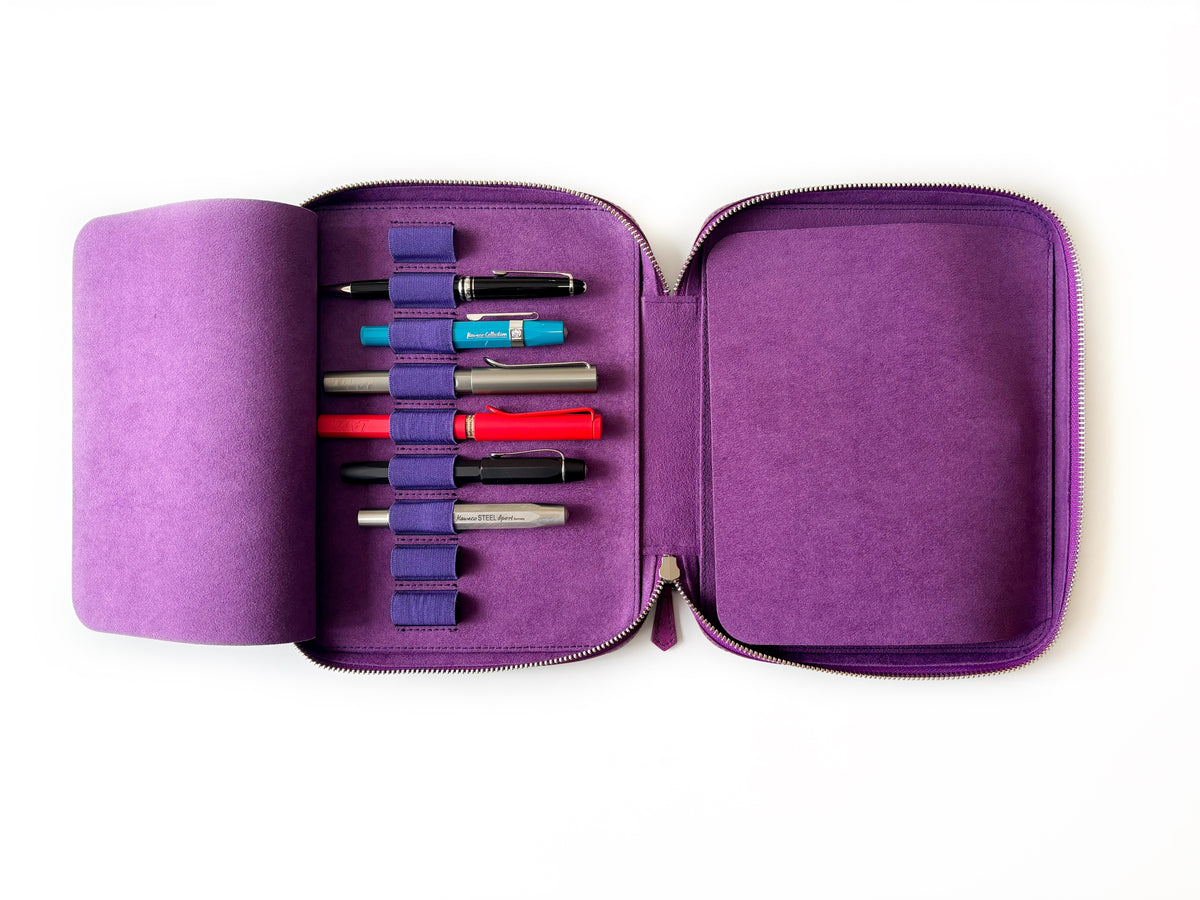 Galaxy Violet 18 Slot Leather Pen Case