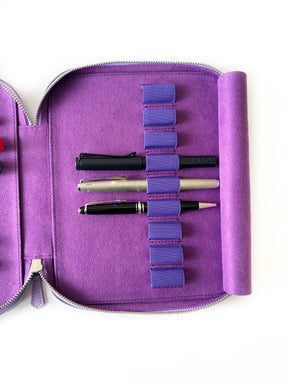 Light Lavender Violet 18 Slot Leather Pen Case