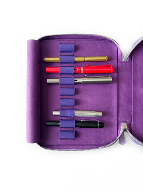 Light Lavender Violet 18 Slot Leather Pen Case