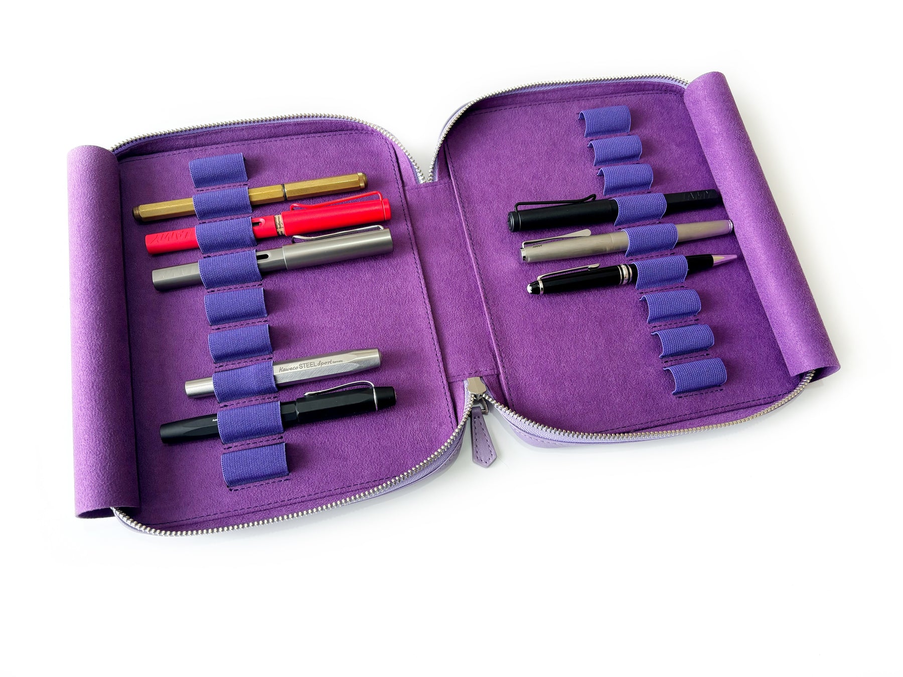 Light Lavender Violet 18 Slot Leather Pen Case