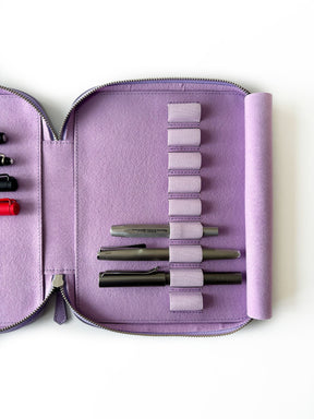 Light Lavender 18 Slot Leather Pen Case