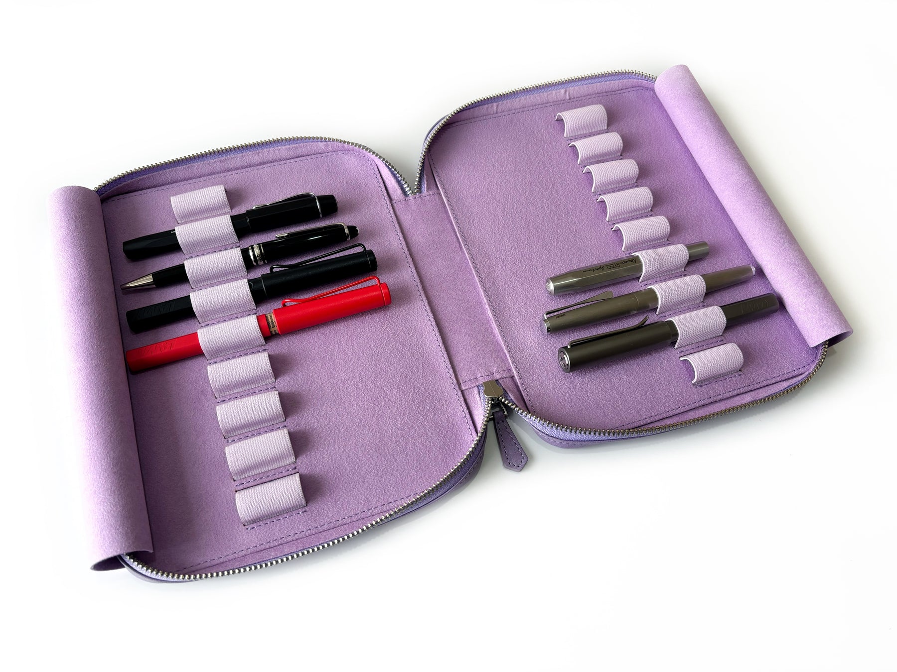 Light Lavender 18 Slot Leather Pen Case