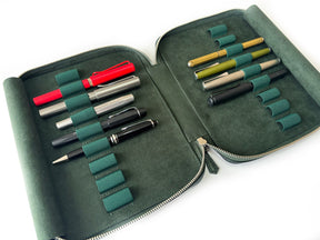 Aurora Light Green 18 Slot Leather Pen Case