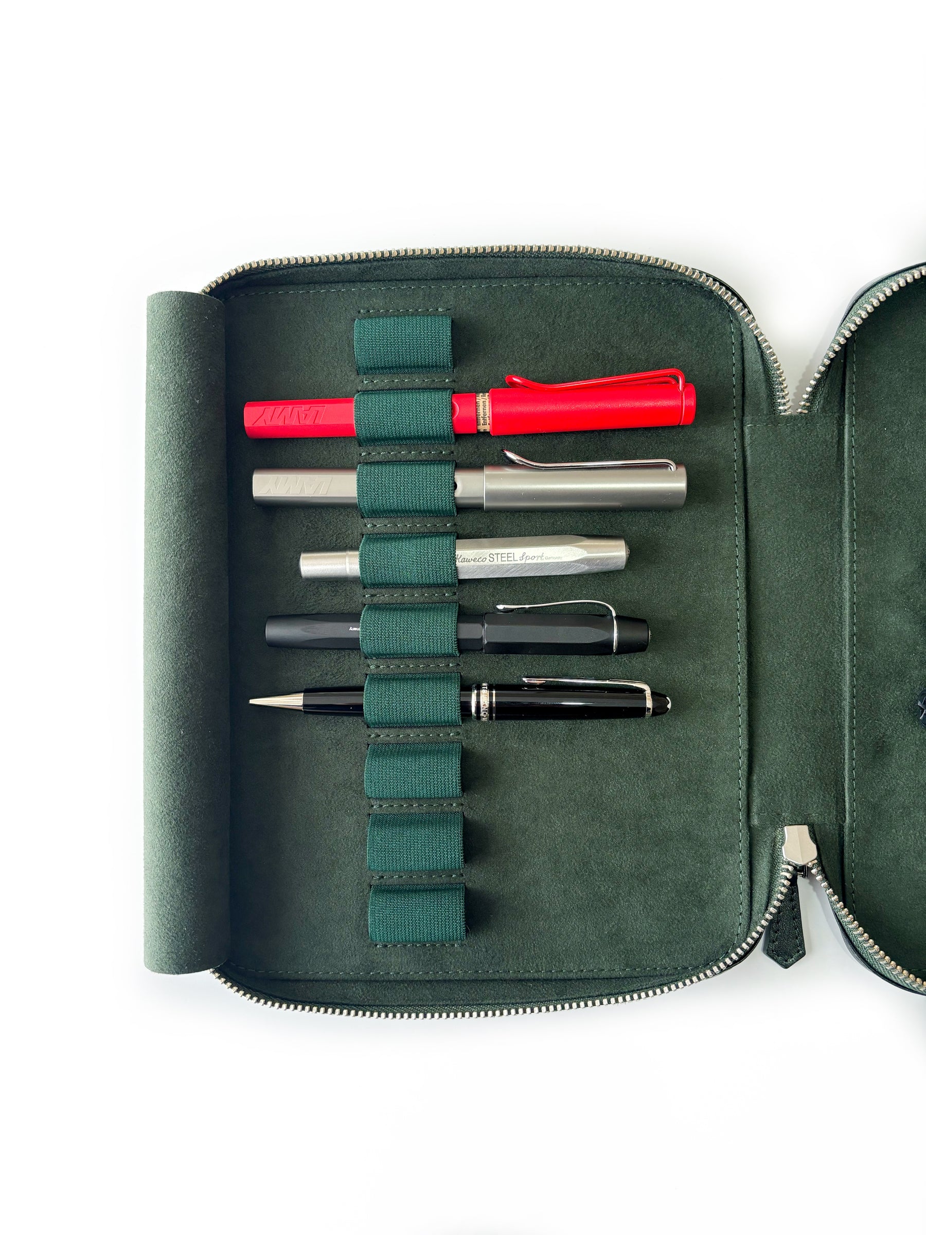 Aurora Light Green 18 Slot Leather Pen Case