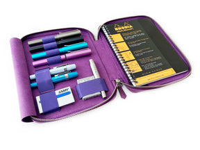 Violet 4 Slot Leather Pen Case and A5 Size Organizer