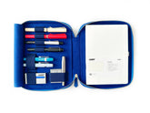 Prussian Blue 4 Slot Leather Pen Case and A5 Size Organizer