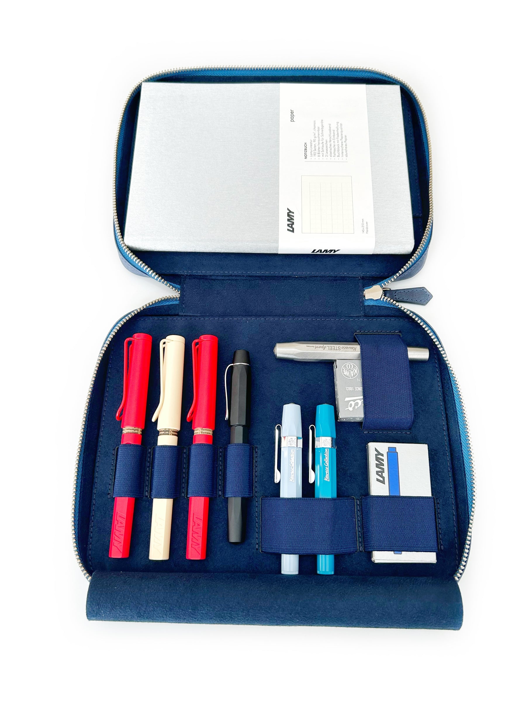 Midnight Blue 4 Slot Pen Case and A5 Size Organizer