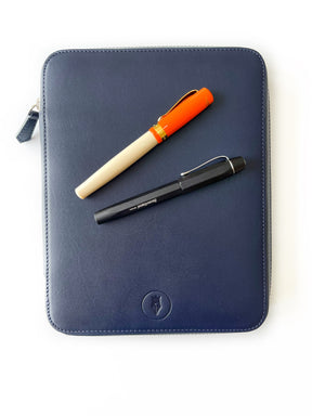 Navy Blue 18 Slot Leather Pen Case