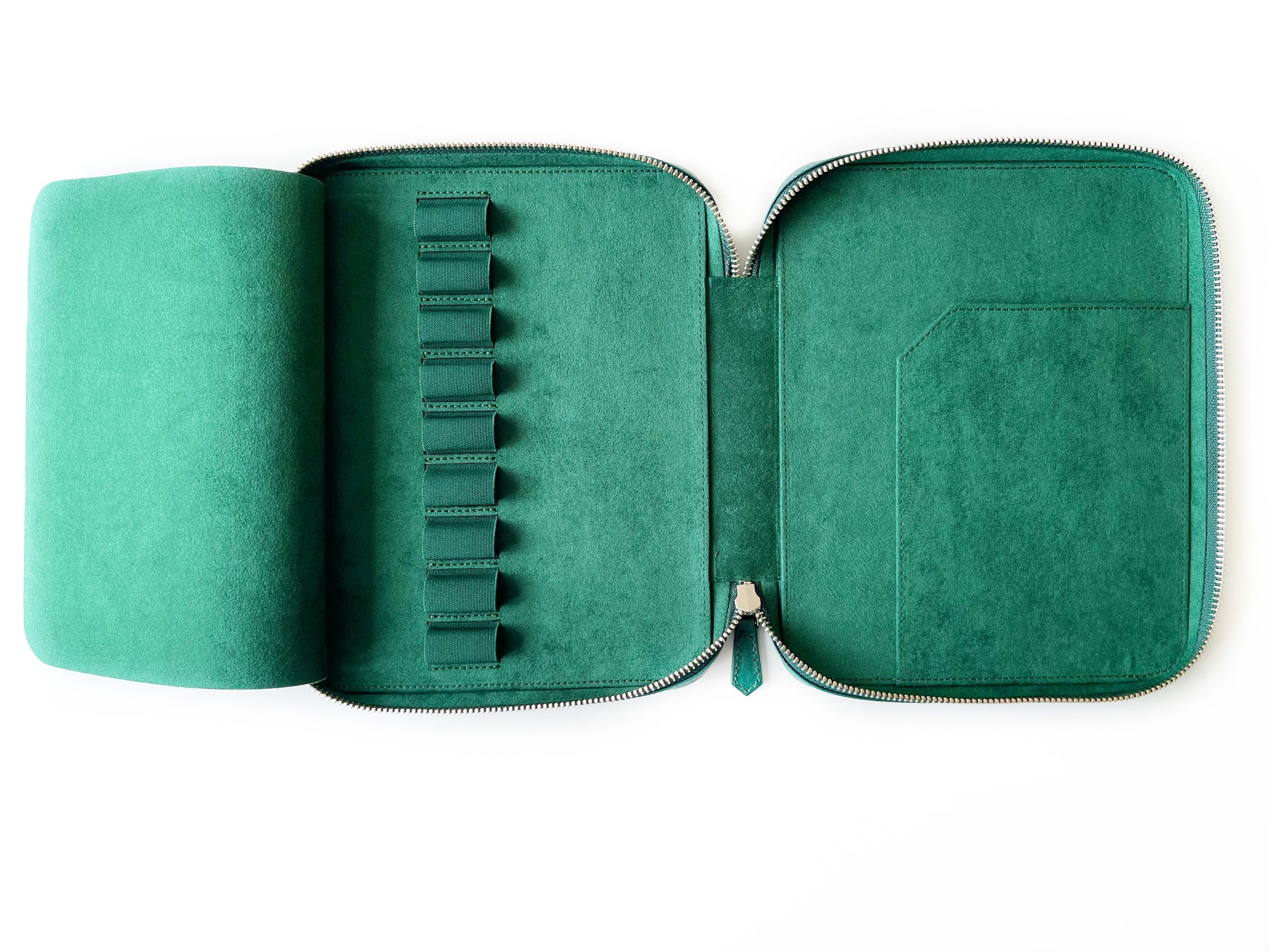 Northern Light Green 9 Slot Leather Pen Case and A5 Size Organizer