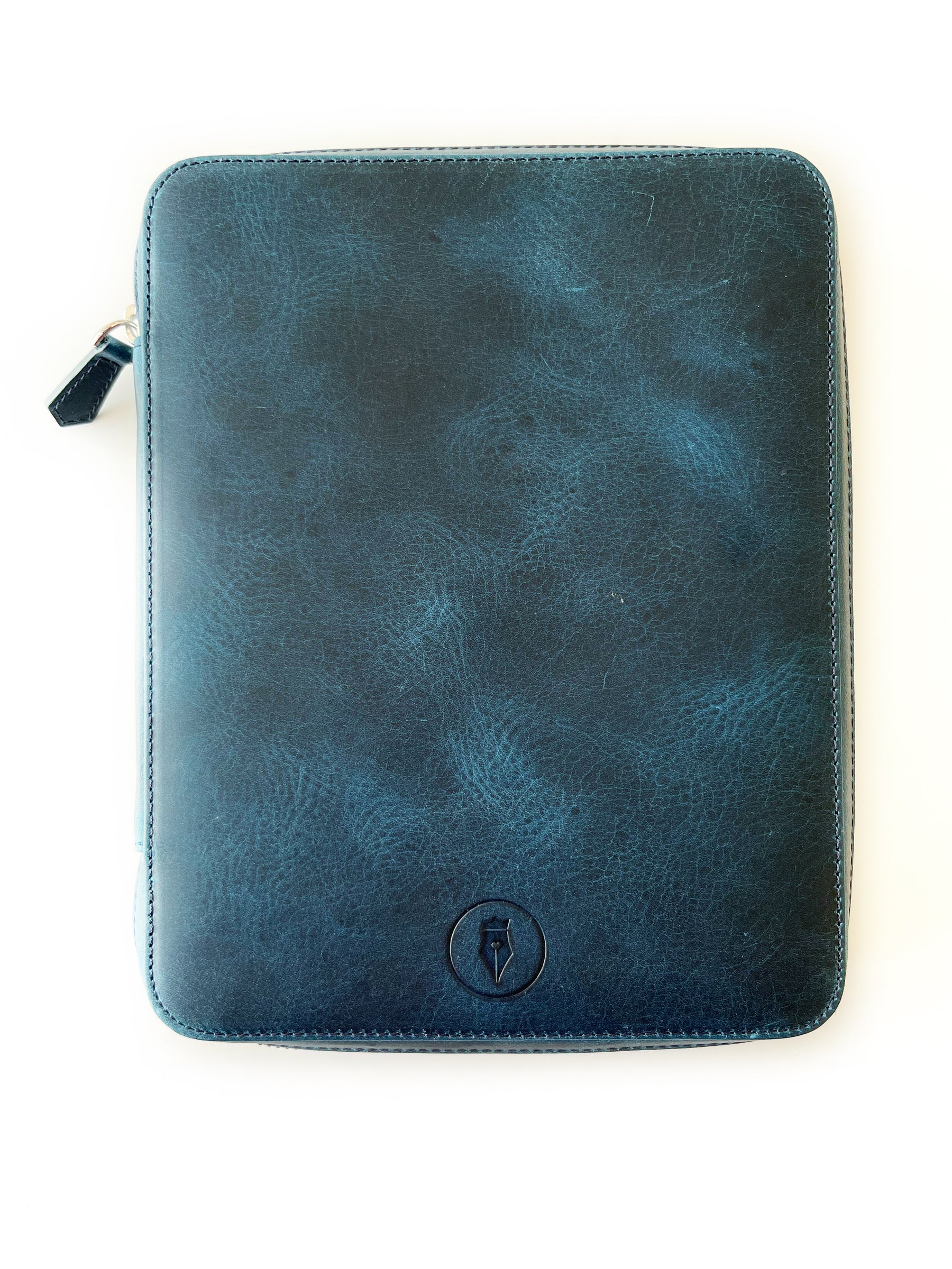 Ocean Blue 18 Slot Leather Pen Case