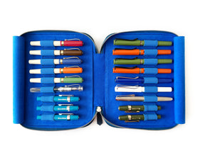 Ocean Blue 18 Slot Leather Pen Case