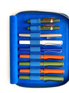 Ocean Blue 18 Slot Leather Pen Case