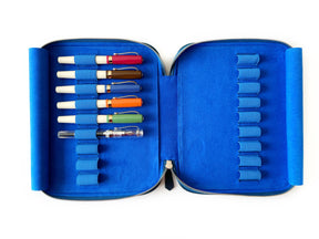 Ocean Blue 18 Slot Leather Pen Case