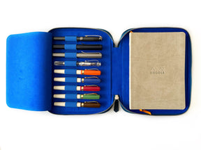 Ocean Blue 9 Slot Leather Pen Case and A5 Size Organizer