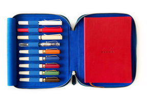 Ocean Blue 9 Slot Leather Pen Case and A5 Size Organizer