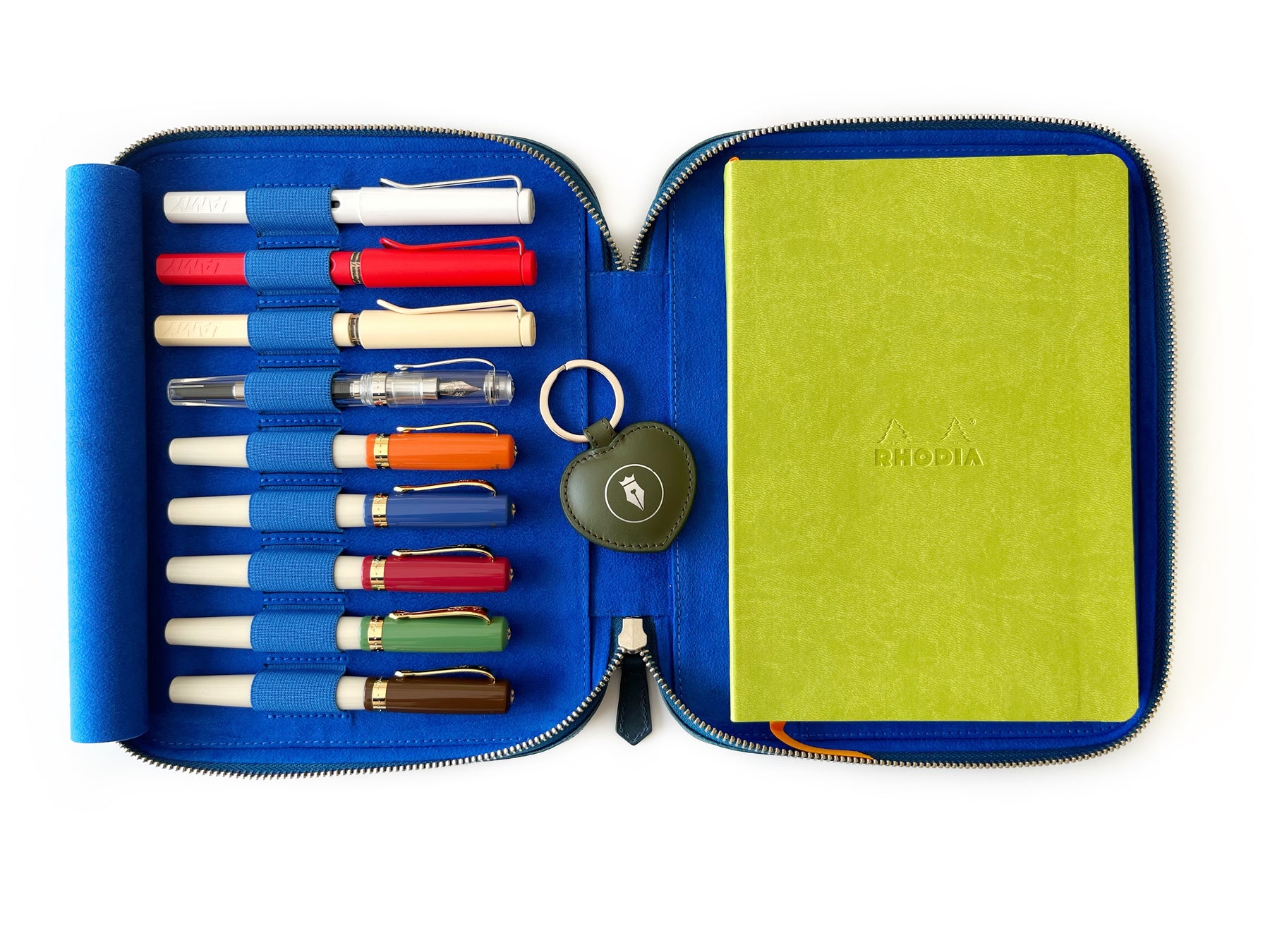 Ocean Blue 9 Slot Leather Pen Case and A5 Size Organizer