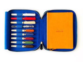 Ocean Blue 9 Slot Leather Pen Case and A5 Size Organizer