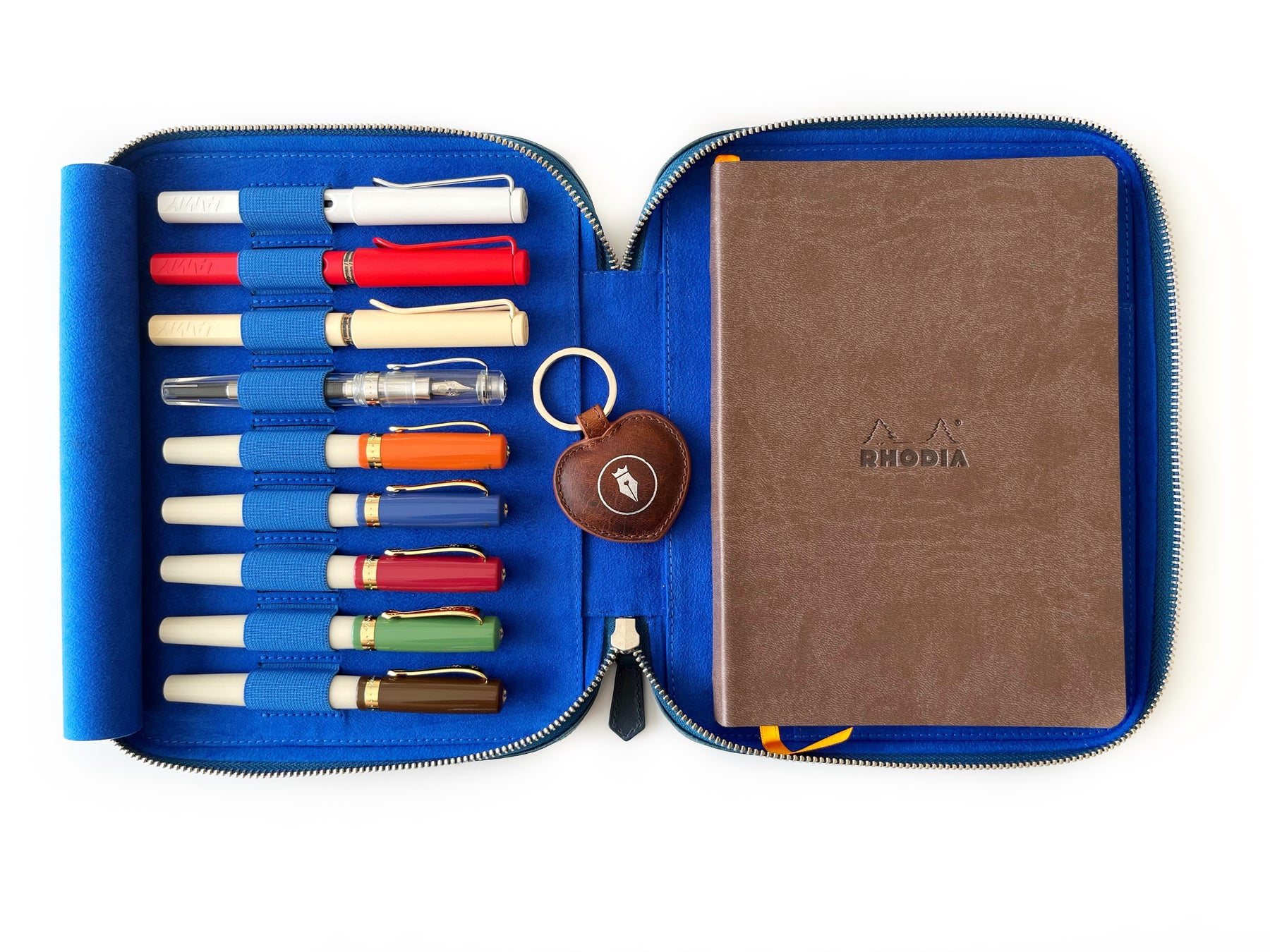 Ocean Blue 9 Slot Leather Pen Case and A5 Size Organizer