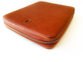 Shine Chestnut 18 Slot Leather Pen Case